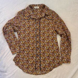 Natural Life Floral Long Sleeve Pearl Snap Button Down Shirt